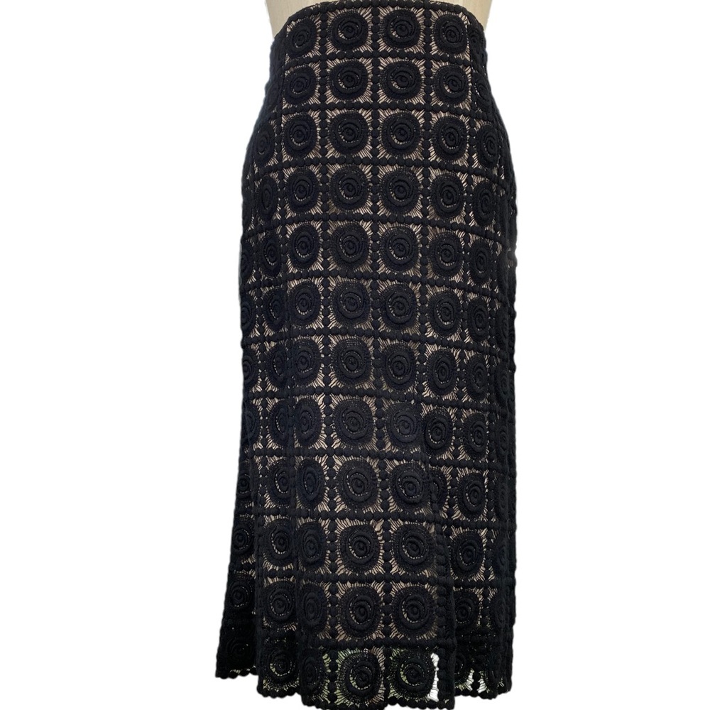 Stunning See-Through Back Cotton Lace Pencil Skirt Fully Lined in Tan Fabric